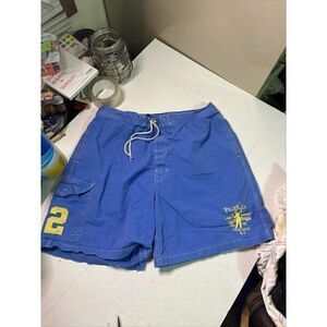 Men’s Ralph Lauren Vintage Blue Drawstring Shorts Elastic Waist Size XL
